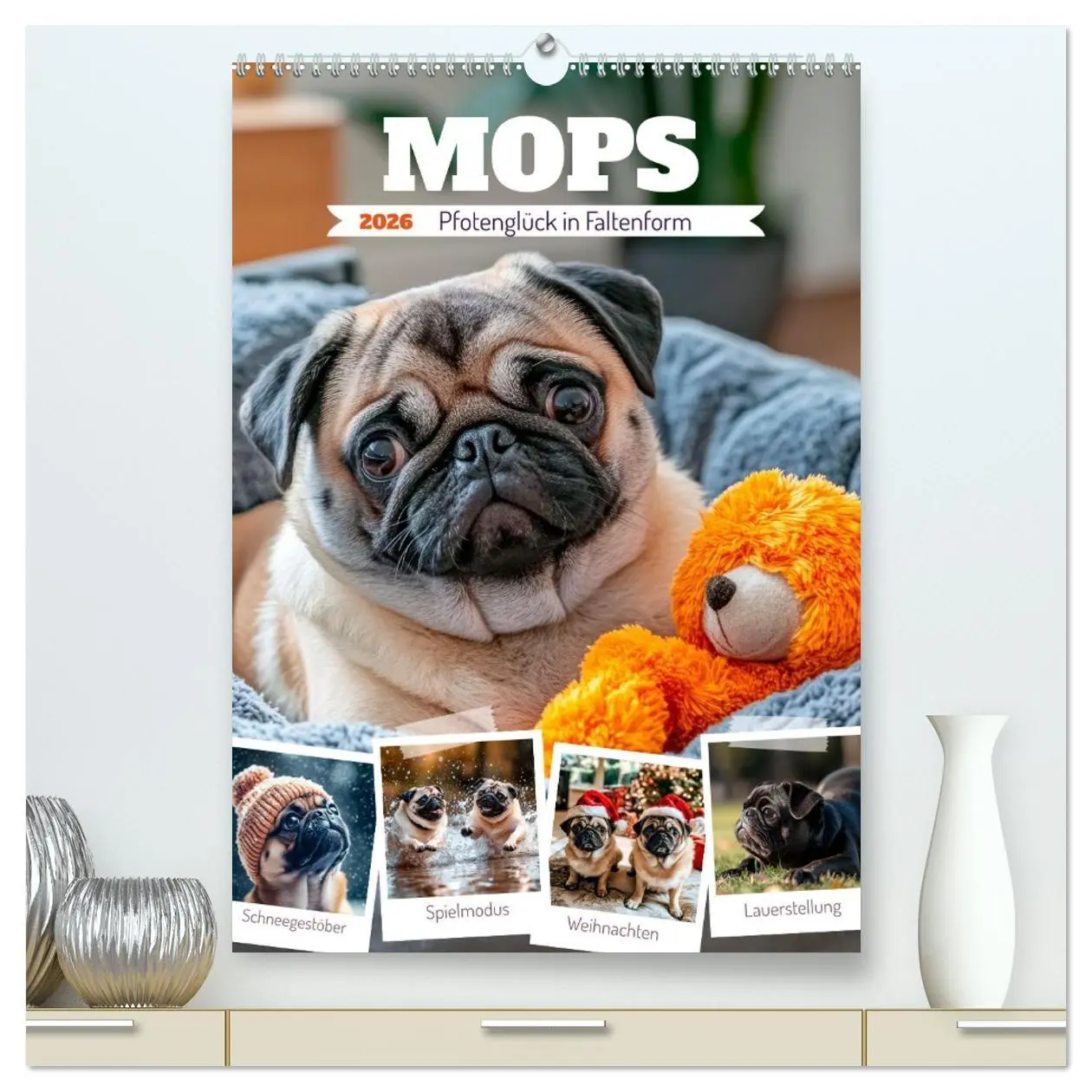 Cover: 9783516594690 | MOPS Pfotenglück in Faltenform (hochwertiger Premium Wandkalender...