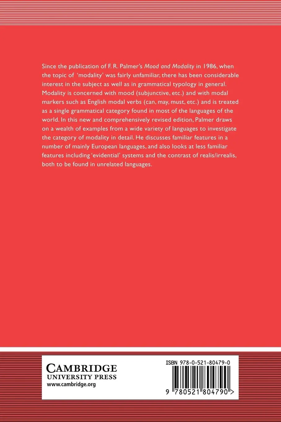 Rückseite: 9780521804790 | Mood and Modality | Frank Robert Palmer (u. a.) | Taschenbuch | 2009