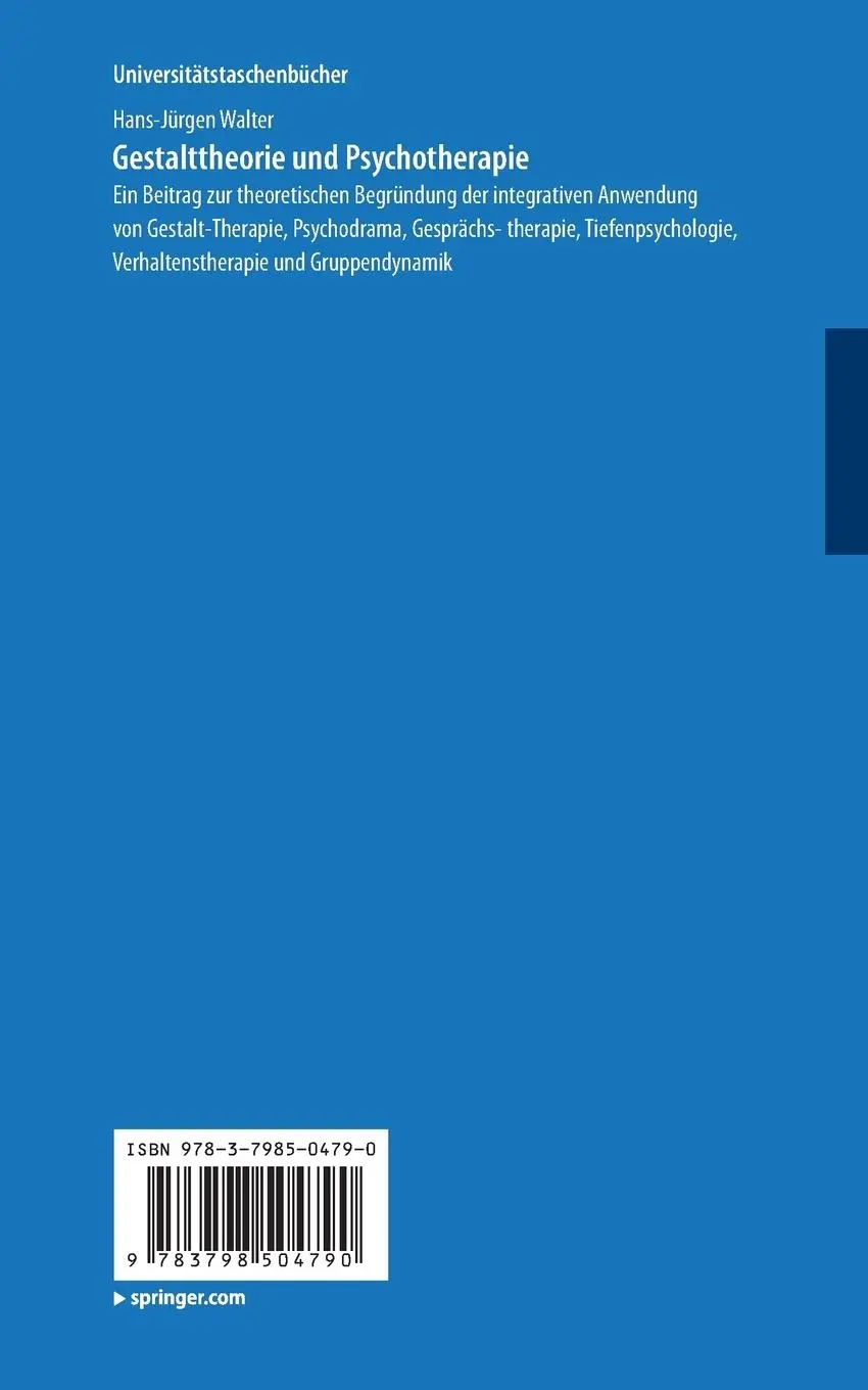Rückseite: 9783798504790 | Gestalttheorie und Psychotherapie | H. -J. Walter | Taschenbuch | xv