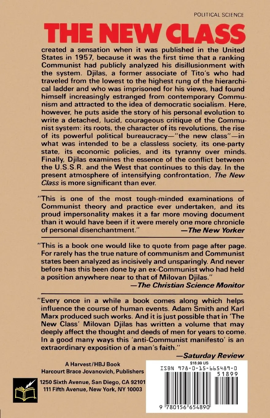 Rückseite: 9780156654890 | The New Class | An Analysis of the Communist System | Milovan Djilas