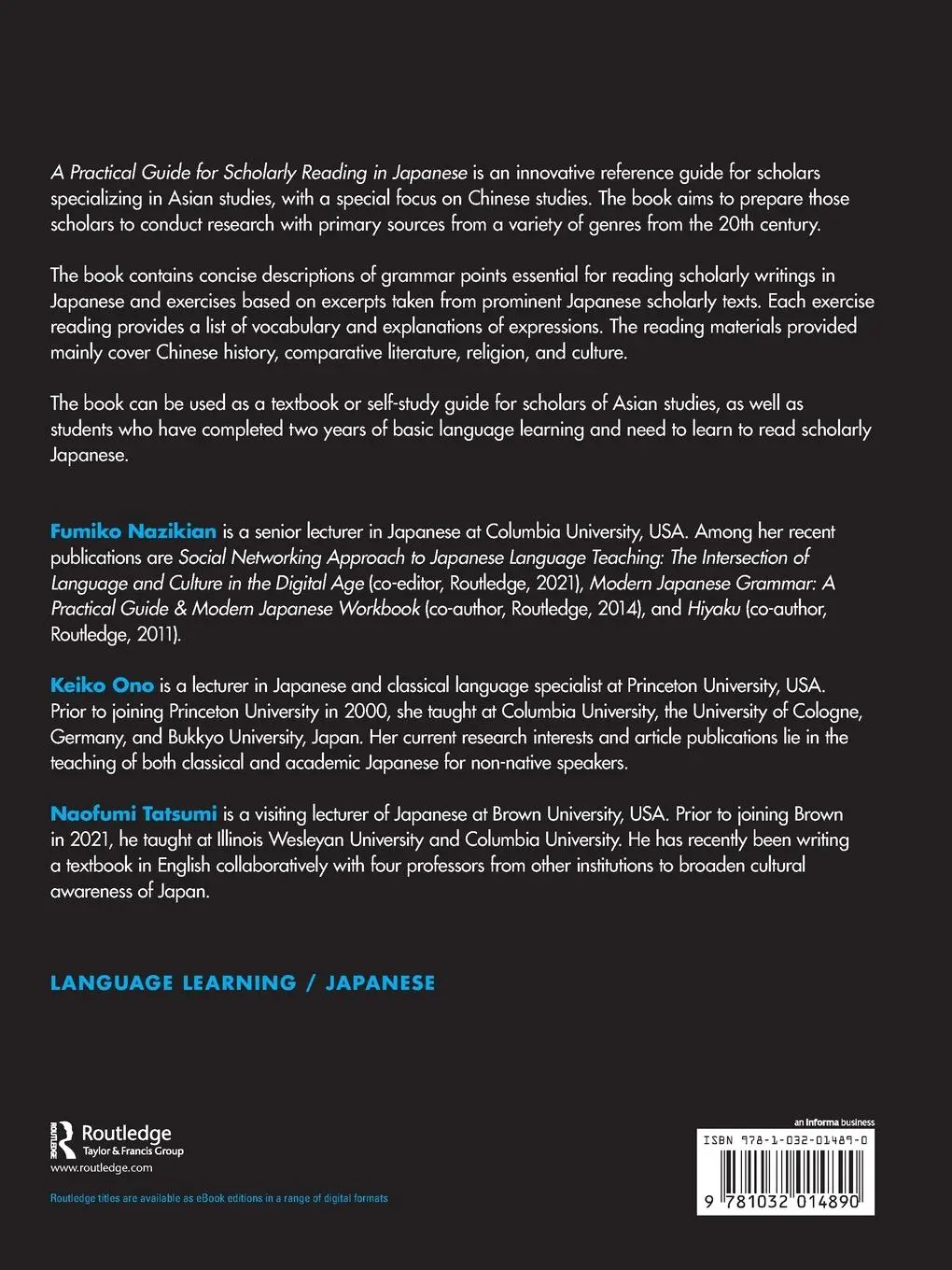 Rückseite: 9781032014890 | A Practical Guide for Scholarly Reading in Japanese | Nazikian (u. a.)