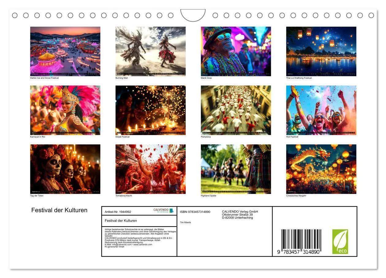 Bild: 9783457314890 | Festival der Kulturen (Wandkalender 2026 DIN A4 quer), CALVENDO...