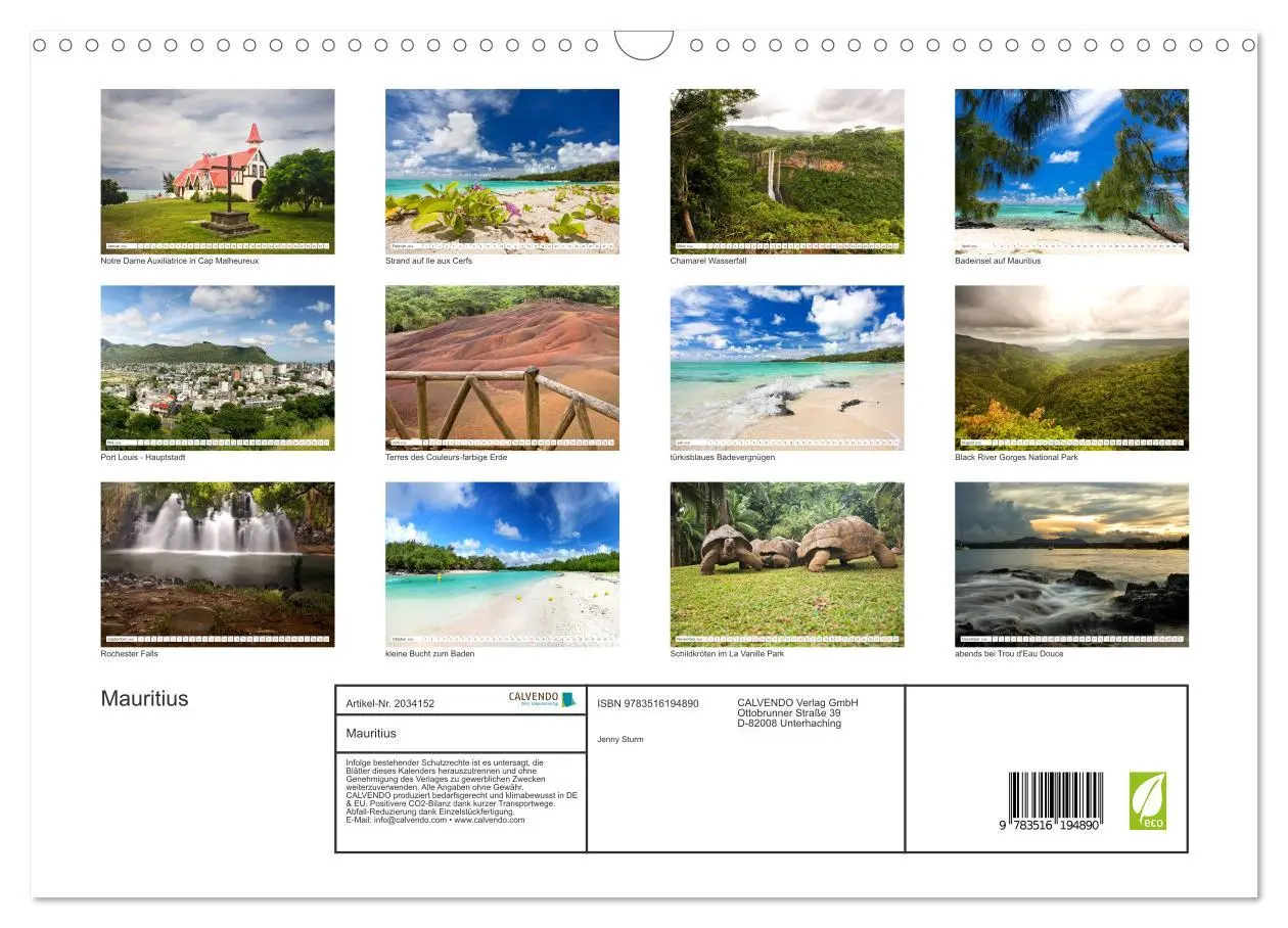 Bild: 9783516194890 | Mauritius (Wandkalender 2026 DIN A3 quer), CALVENDO Monatskalender