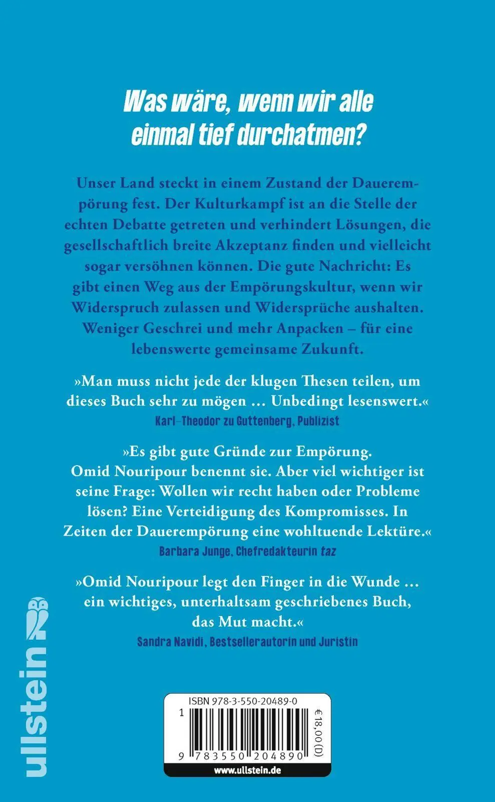 Rückseite: 9783550204890 | Empört euch nicht! | Omid Nouripour | Buch | 160 S. | Deutsch | 2026
