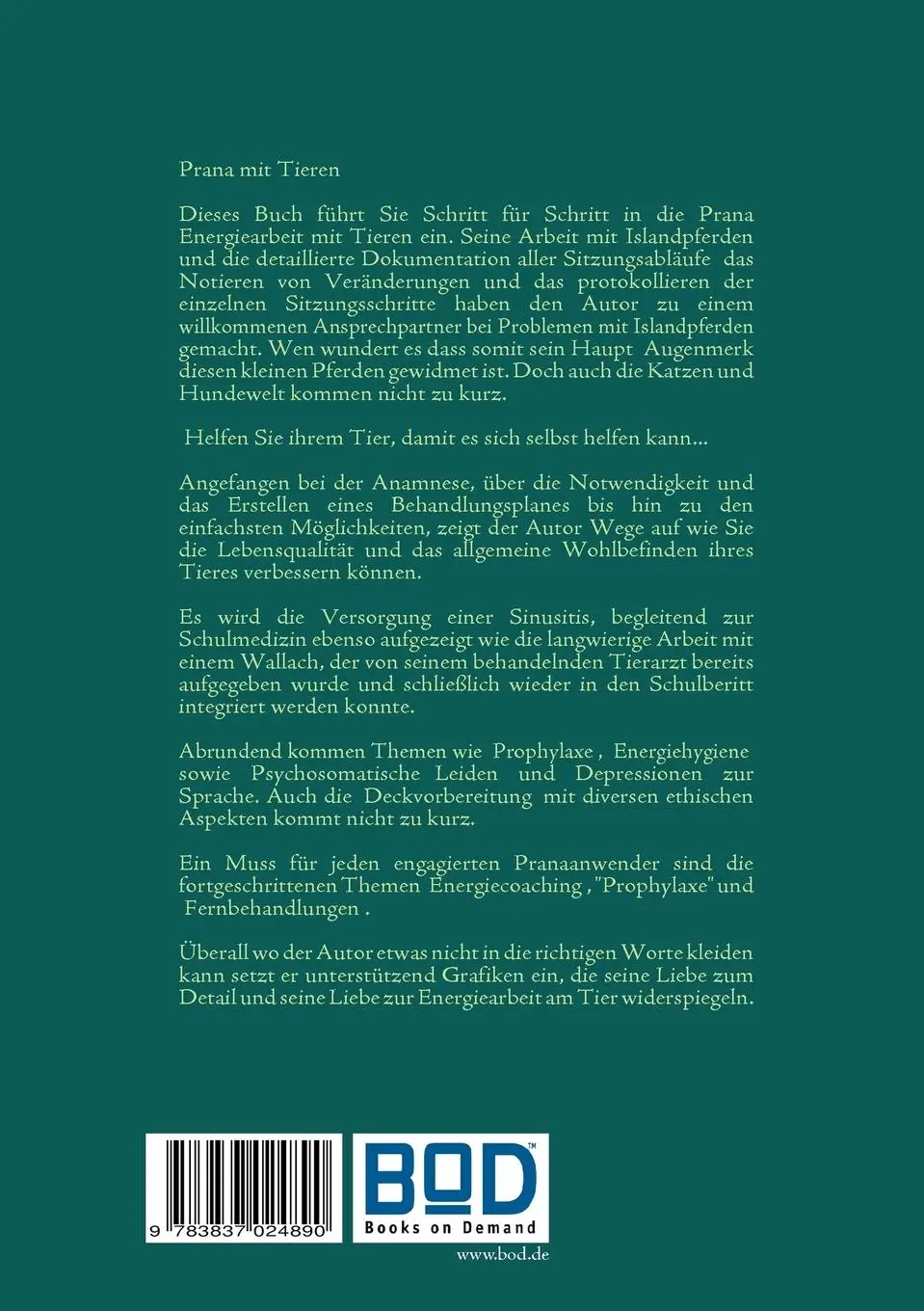 Rückseite: 9783837024890 | Prana mit Tieren | Siegfried Sticher | Taschenbuch | 144 S. | Deutsch