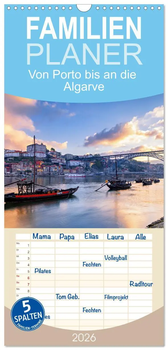 Cover: 9783516494990 | Familienplaner 2026 - Von Porto bis an die Algarve mit 5 Spalten...