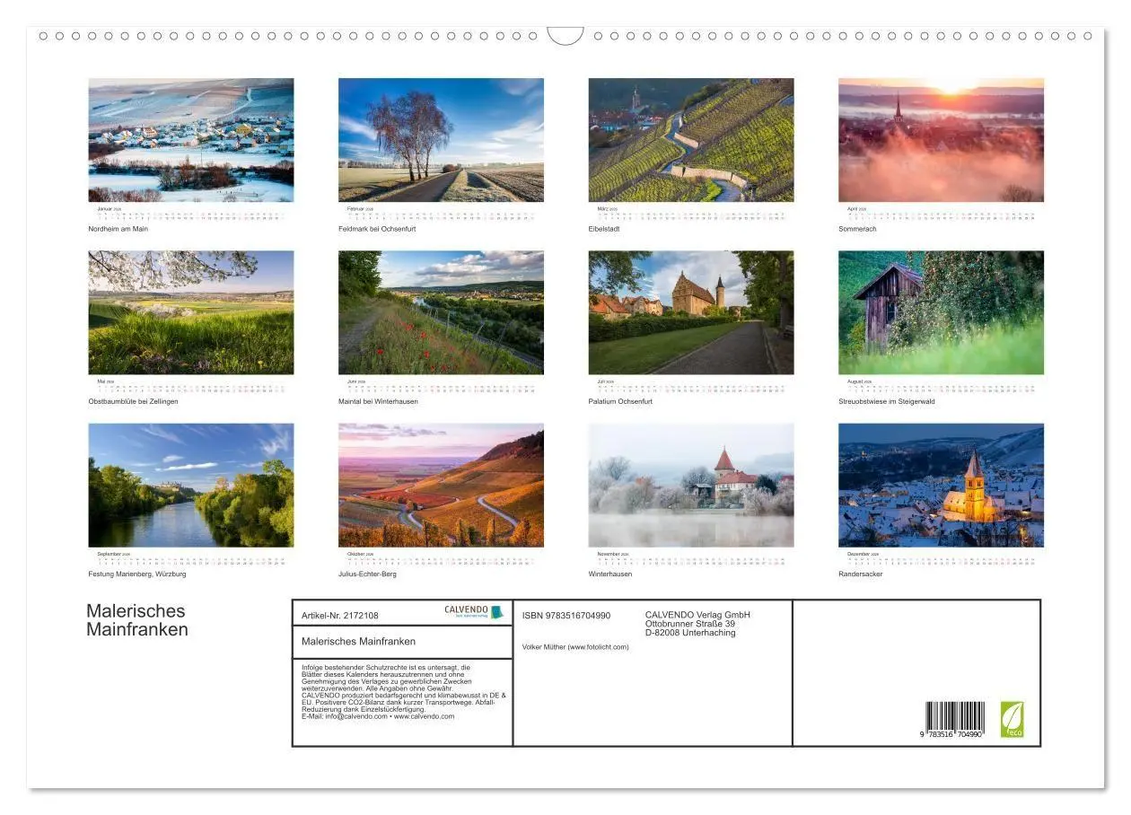 Bild: 9783516704990 | Malerisches Mainfranken (Wandkalender 2026 DIN A2 quer), CALVENDO...