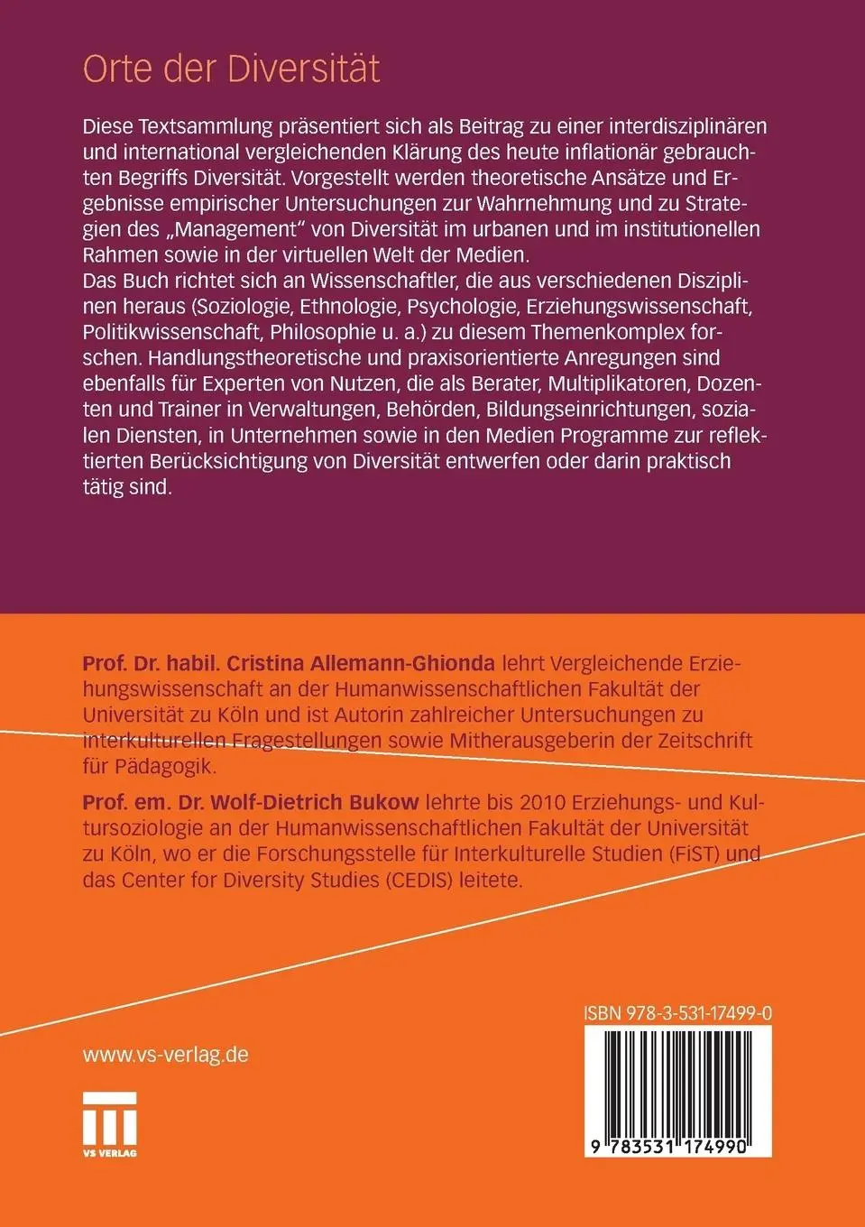 Rückseite: 9783531174990 | Orte der Diversität | Formate, Arrangements und Inszenierungen | Buch
