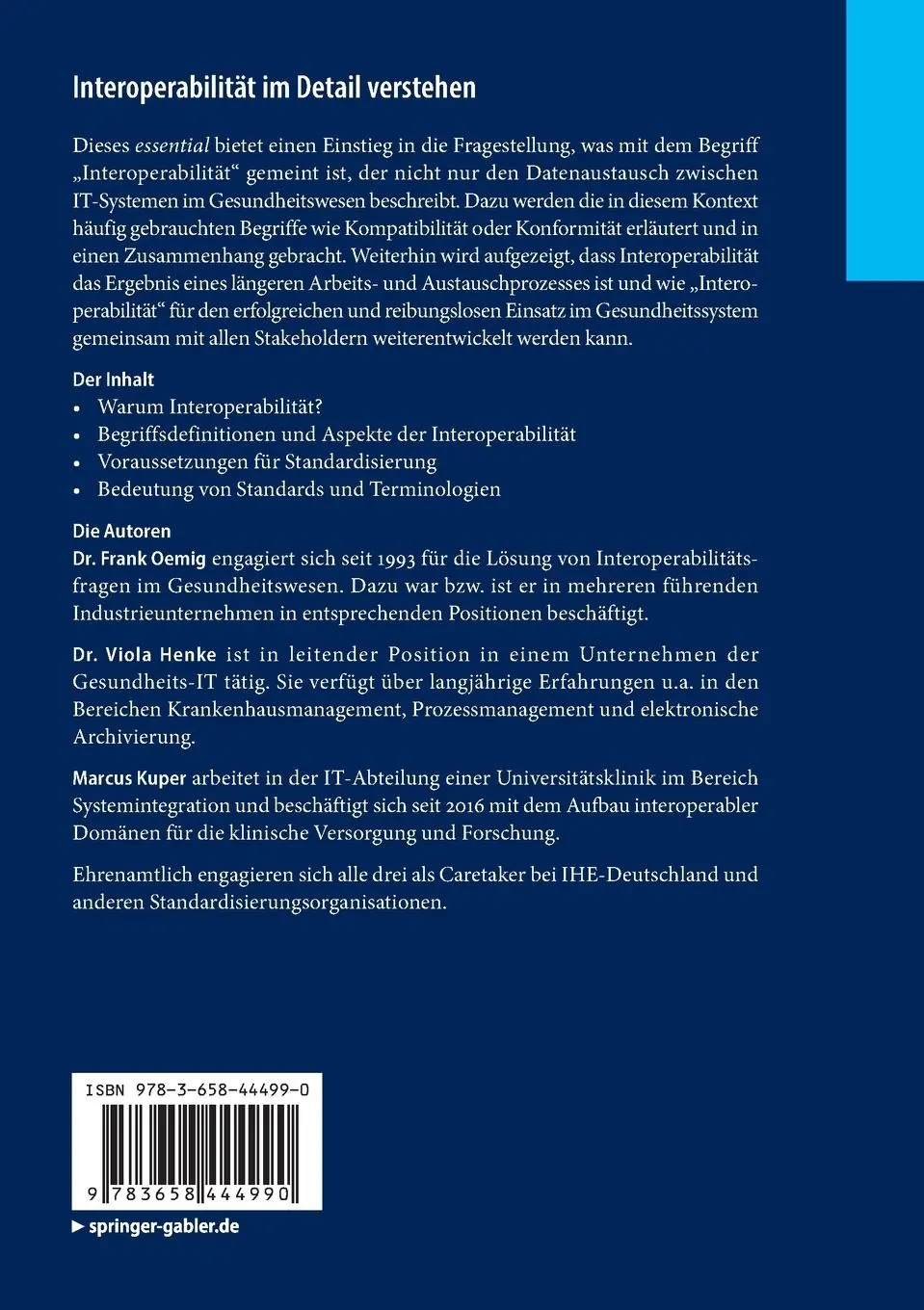 Rückseite: 9783658444990 | Interoperabilität im Detail verstehen | Frank Oemig (u. a.) | Buch