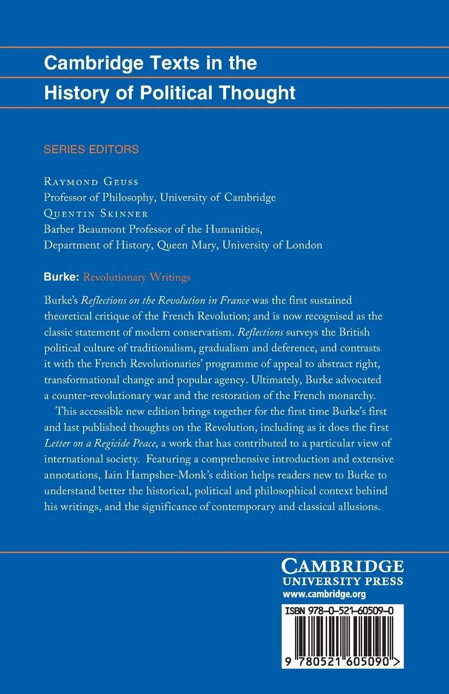 Rückseite: 9780521605090 | Revolutionary Writings | Edmund Burke | Taschenbuch | Englisch | 2014