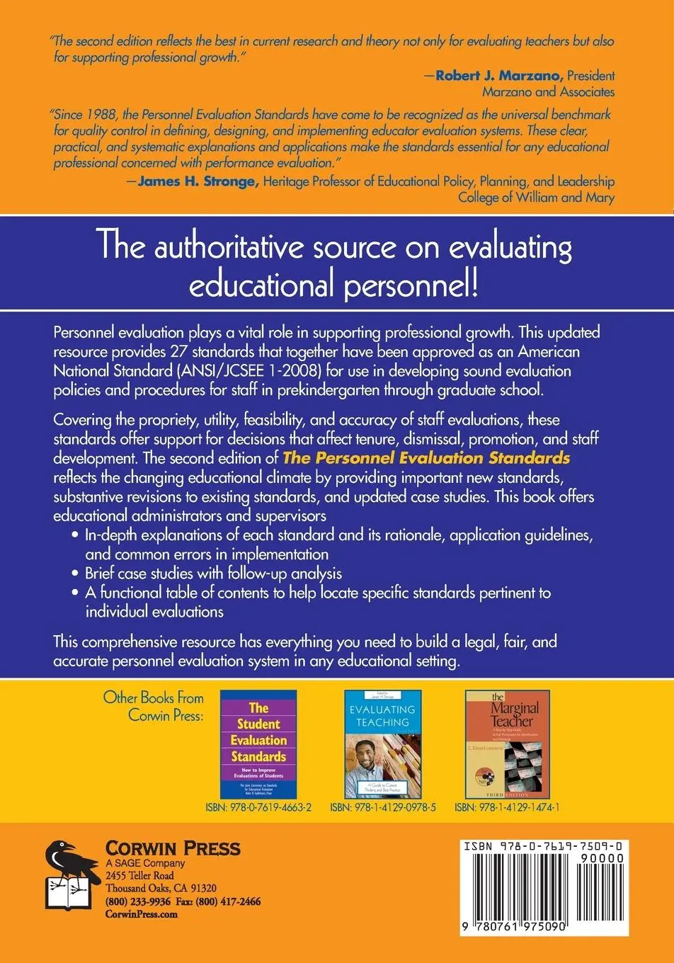 Rückseite: 9780761975090 | Personnel Evaluation Standards | Arlen R Gullickson | Taschenbuch