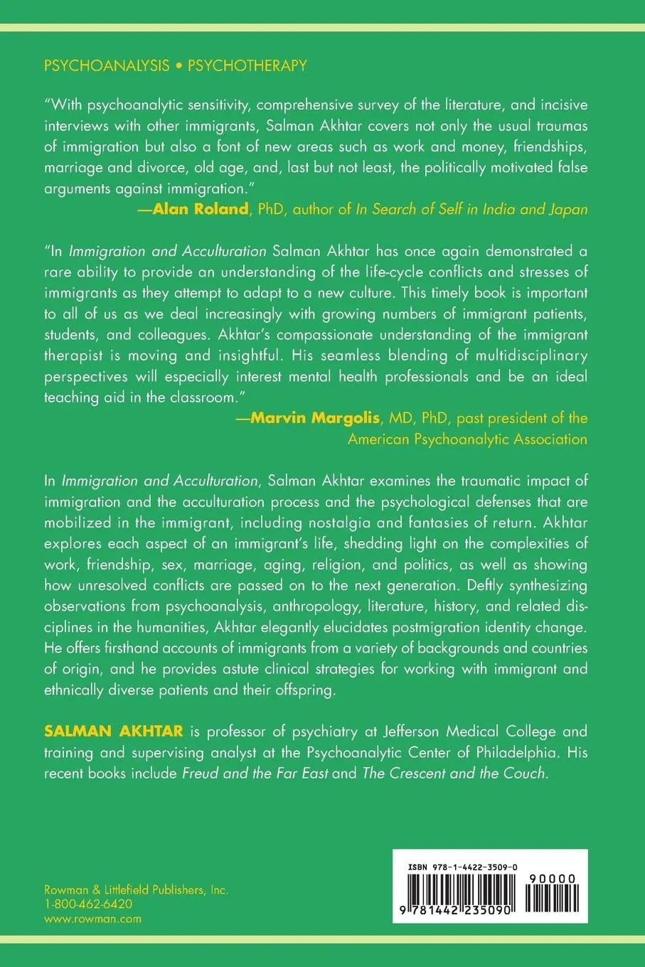 Rückseite: 9781442235090 | Immigration and Acculturation | Salman Akhtar | Taschenbuch | Englisch
