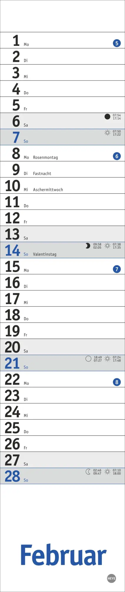Bild: 9783756415090 | Langplaner mini, blau 2027 | Kalender | Streifenplaner Kalender Heye