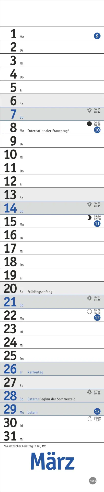 Bild: 9783756415090 | Langplaner mini, blau 2027 | Kalender | Streifenplaner Kalender Heye