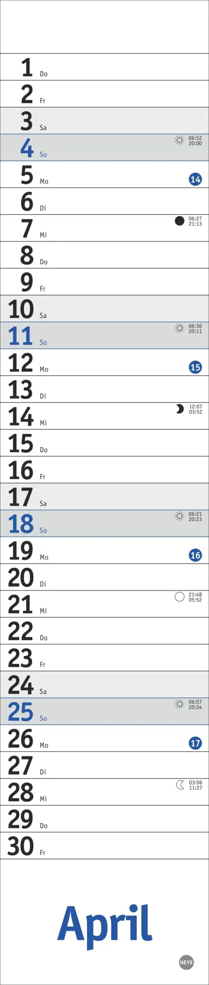 Bild: 9783756415090 | Langplaner mini, blau 2027 | Kalender | Streifenplaner Kalender Heye