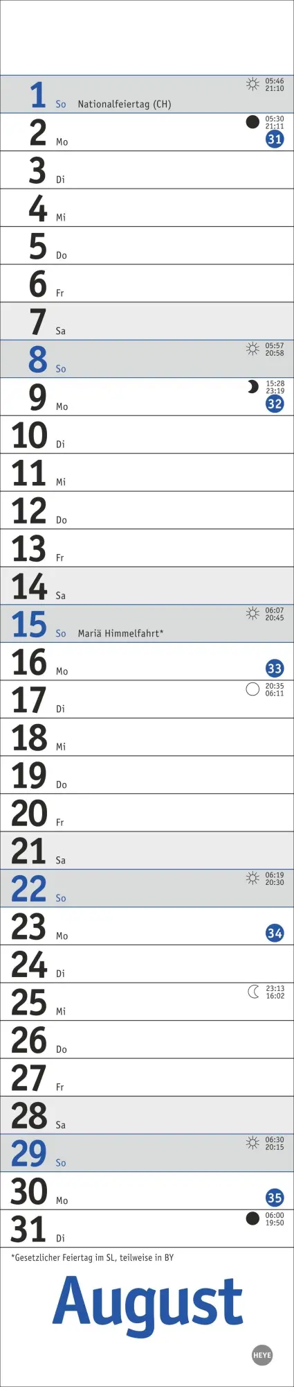 Bild: 9783756415090 | Langplaner mini, blau 2027 | Kalender | Streifenplaner Kalender Heye