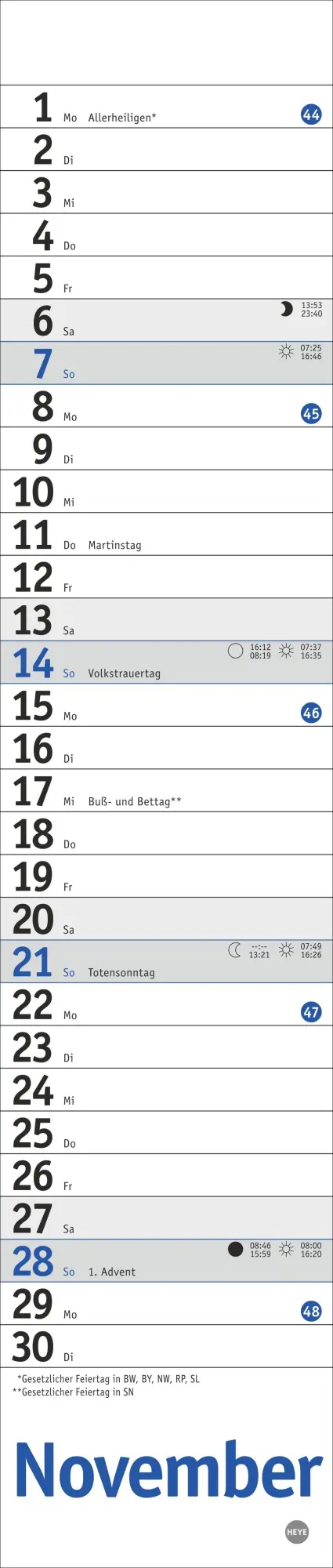 Bild: 9783756415090 | Langplaner mini, blau 2027 | Kalender | Streifenplaner Kalender Heye