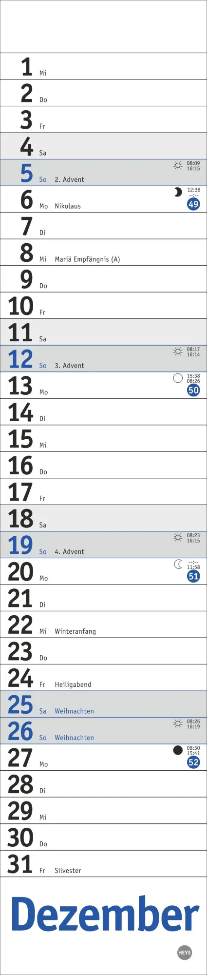 Bild: 9783756415090 | Langplaner mini, blau 2027 | Kalender | Streifenplaner Kalender Heye