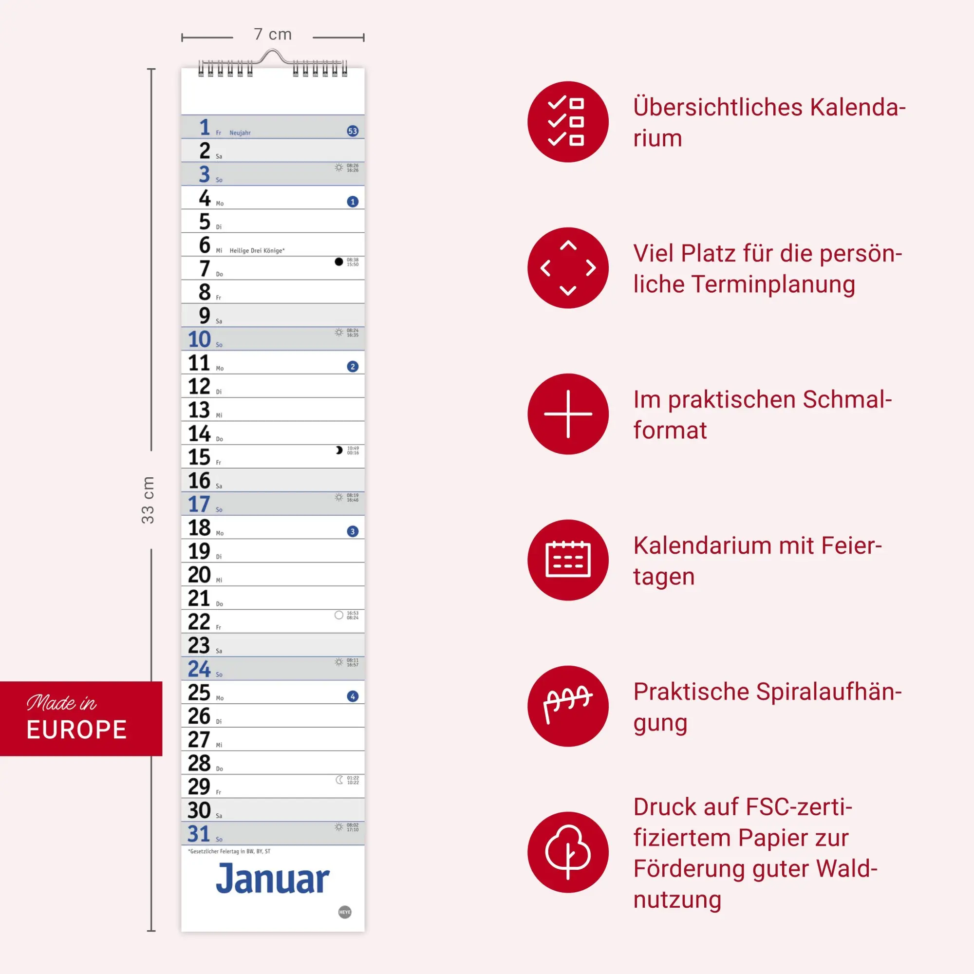 Bild: 9783756415090 | Langplaner mini, blau 2027 | Kalender | Streifenplaner Kalender Heye