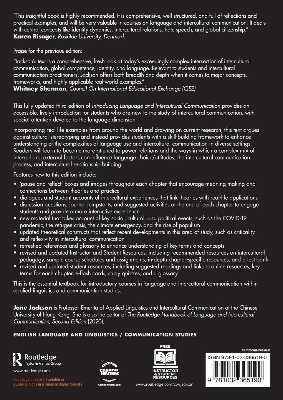 Rückseite: 9781032365190 | Introducing Language and Intercultural Communication | Jane Jackson