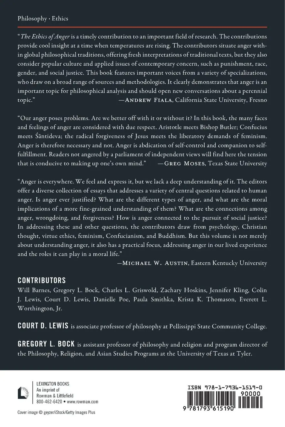 Rückseite: 9781793615190 | The Ethics of Anger | Court D. Lewis (u. a.) | Taschenbuch | Englisch