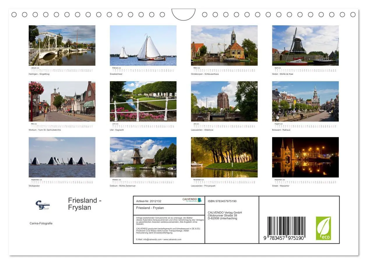 Bild: 9783457975190 | Friesland - Fryslan (Wandkalender 2026 DIN A4 quer), CALVENDO...