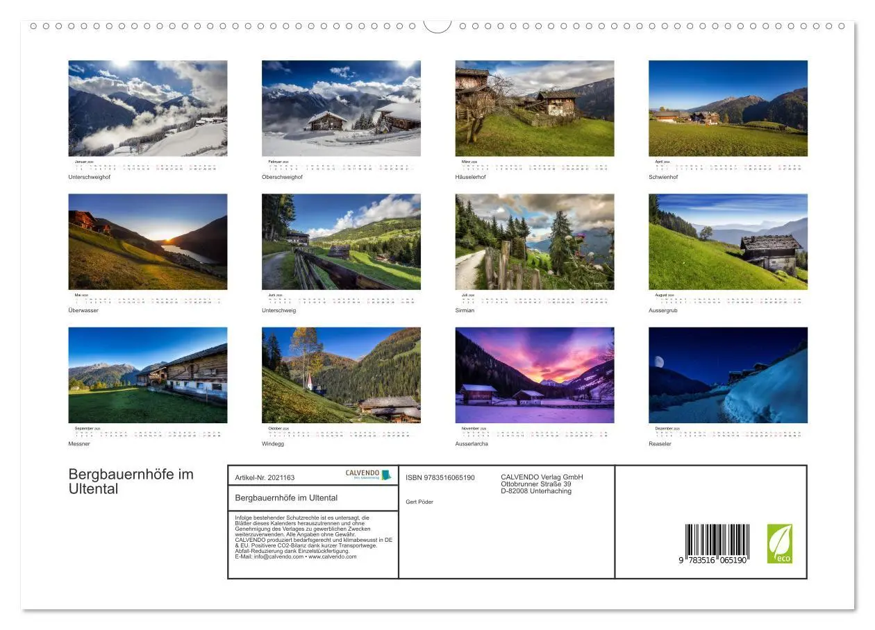 Bild: 9783516065190 | Bergbauernhöfe im Ultental (hochwertiger Premium Wandkalender 2026...