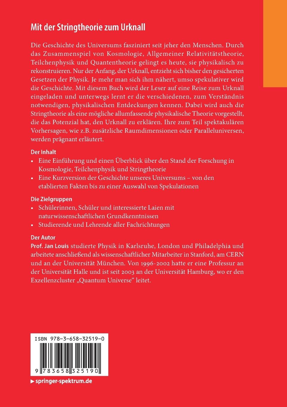 Rückseite: 9783658325190 | Mit der Stringtheorie zum Urknall | Jan Louis | Taschenbuch | x | 2021