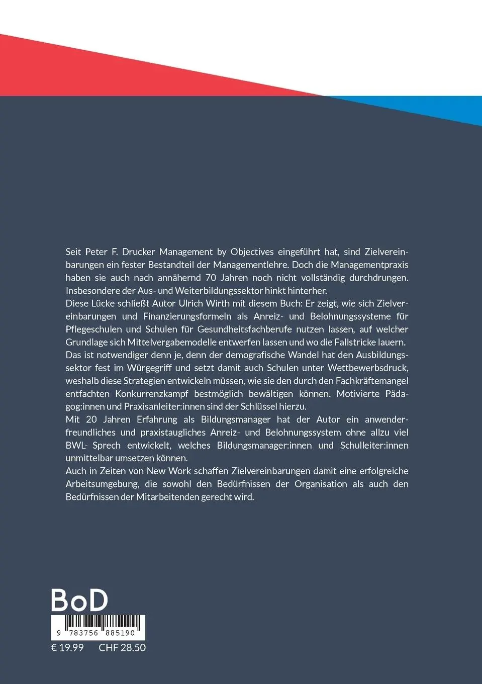 Rückseite: 9783756885190 | Zielvereinbarungen für Mitarbeitende an Pflegeschulen | Ulrich Wirth