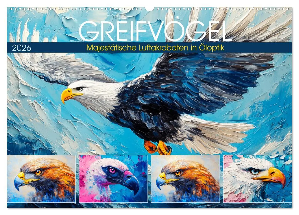 Cover: 9783457345290 | Greifvögel. Majestätische Luftakrobaten in Öloptik (Wandkalender...