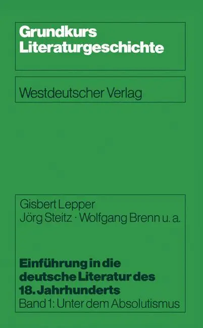 Cover: 9783531115290 | Einführung in die deutsche Literatur des 18. Jahrhunderts | Buch
