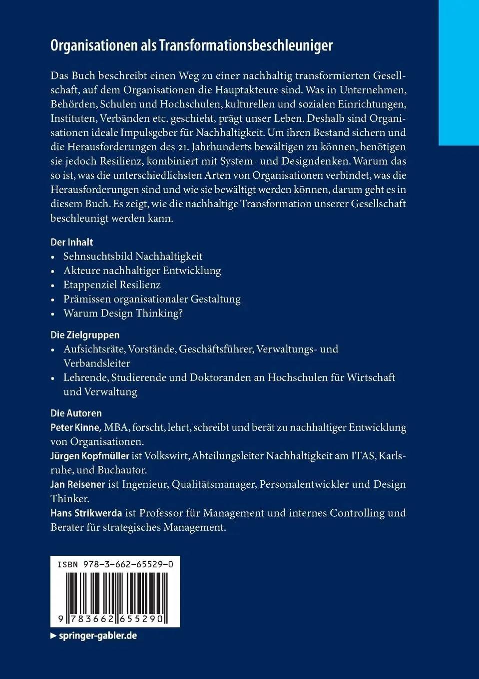 Rückseite: 9783662655290 | Organisationen als Transformationsbeschleuniger | Peter Kinne (u. a.)