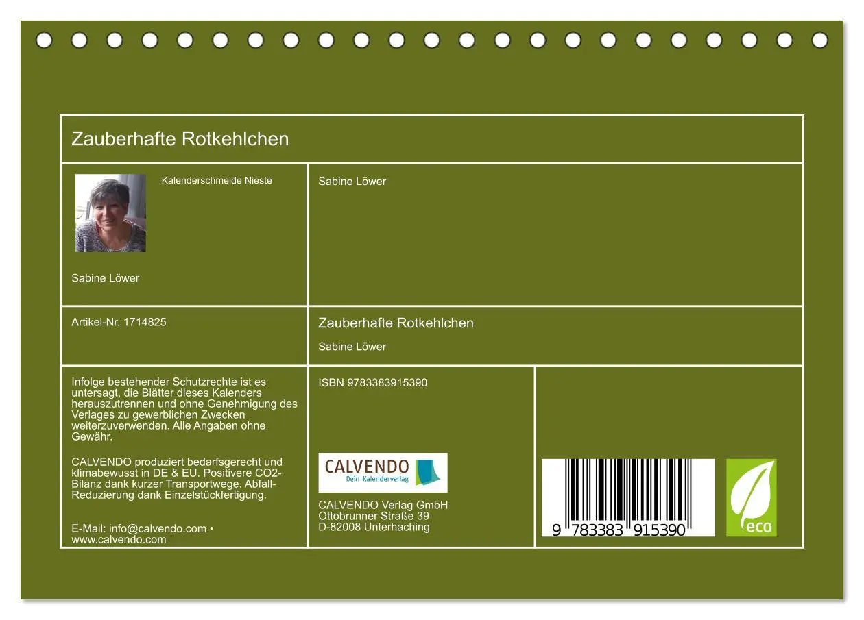 Bild: 9783383915390 | Zauberhafte Rotkehlchen (Tischkalender 2025 DIN A5 quer), CALVENDO...