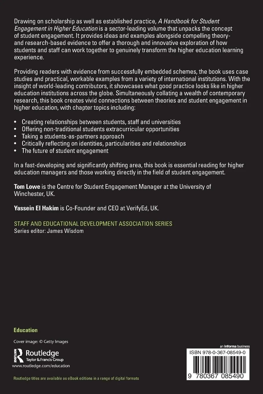Rückseite: 9780367085490 | A Handbook for Student Engagement in Higher Education | Lowe (u. a.)