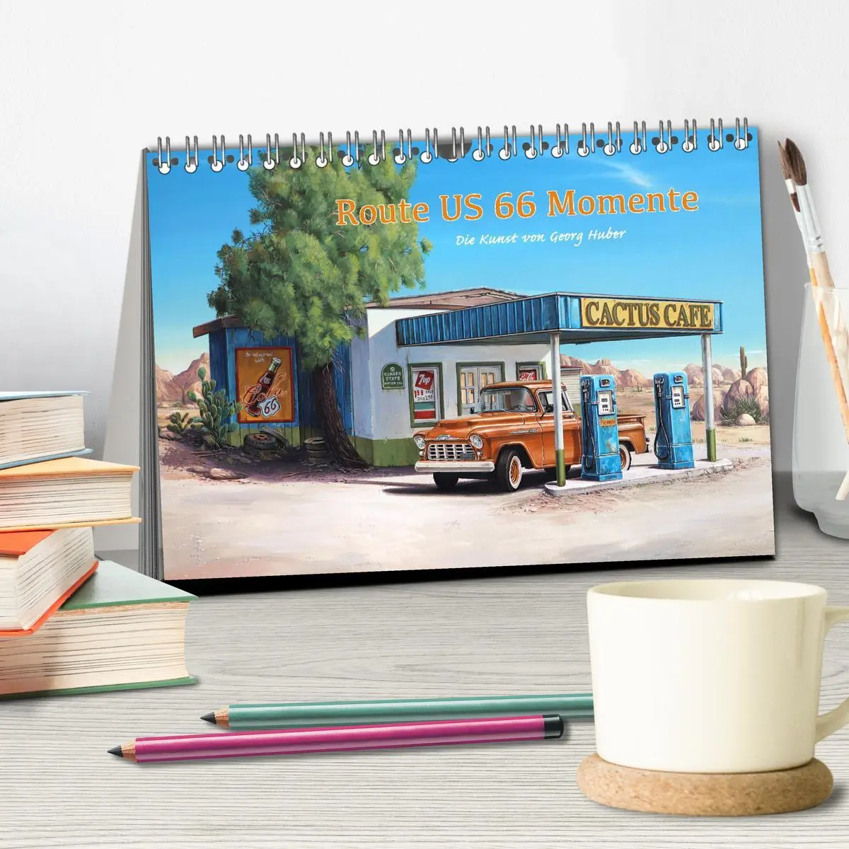 Bild: 9783457635490 | Route US 66 Momente Gemälde von Georg Huber (Tischkalender 2026 DIN...