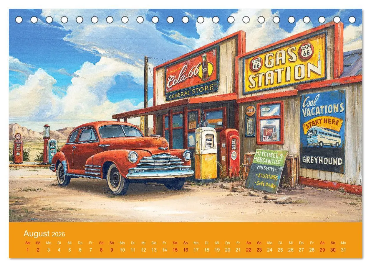 Bild: 9783457635490 | Route US 66 Momente Gemälde von Georg Huber (Tischkalender 2026 DIN...
