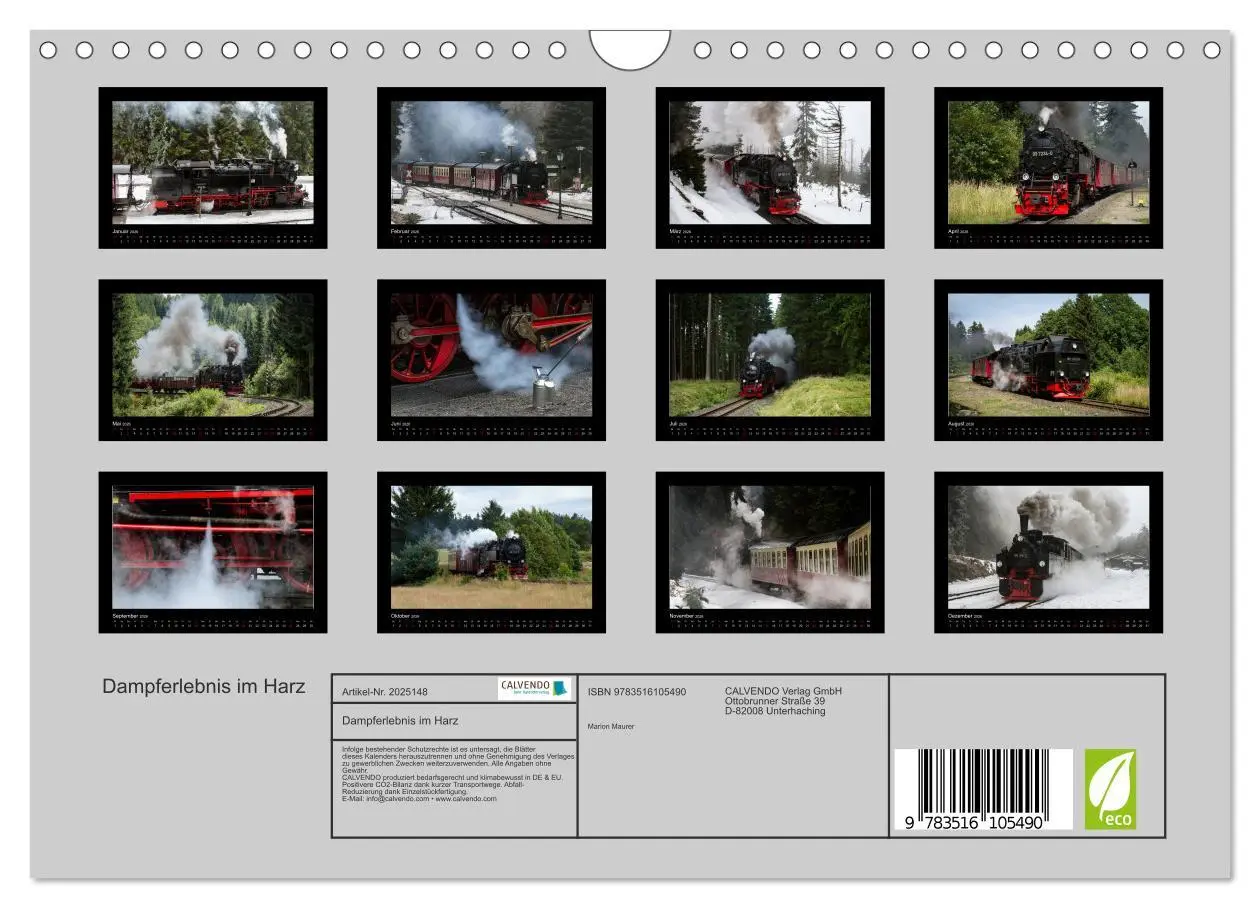 Bild: 9783516105490 | Dampferlebnis im Harz (Wandkalender 2026 DIN A4 quer), CALVENDO...