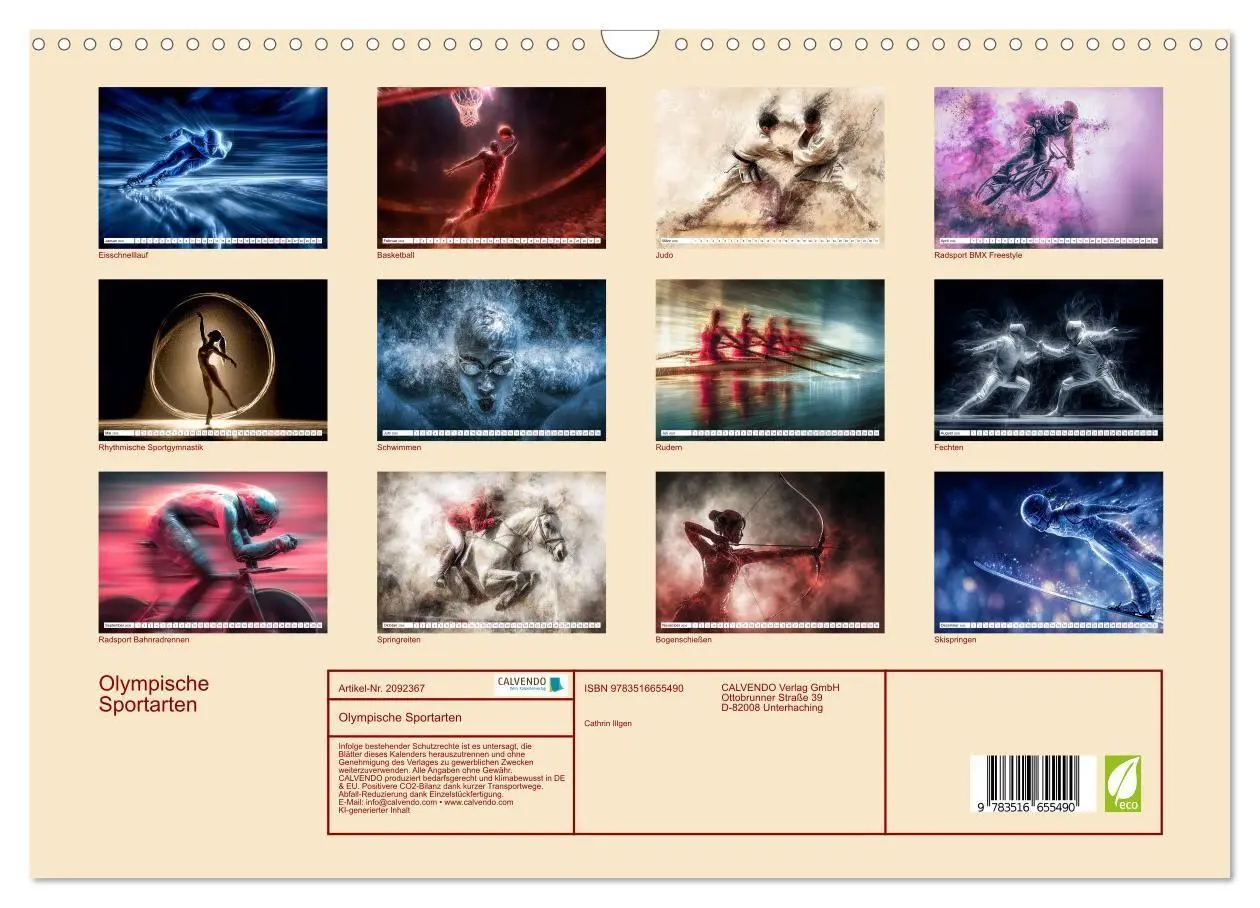 Bild: 9783516655490 | Olympische Sportarten (Wandkalender 2026 DIN A3 quer), CALVENDO...
