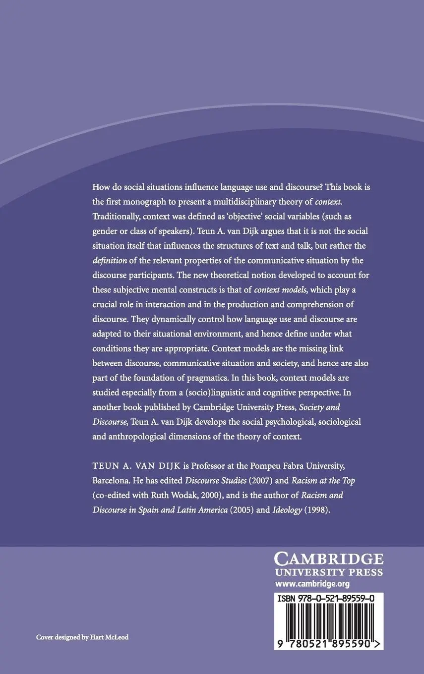 Rückseite: 9780521895590 | Discourse and Context | Teun A. Van Dijk | Buch | Gebunden | Englisch