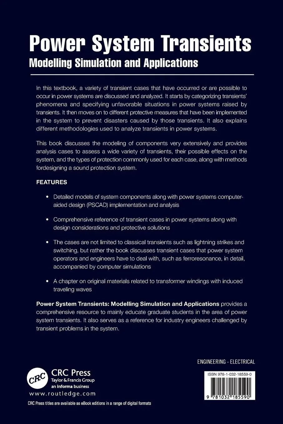Rückseite: 9781032185590 | Power System Transients | Modelling Simulation and Applications | Buch