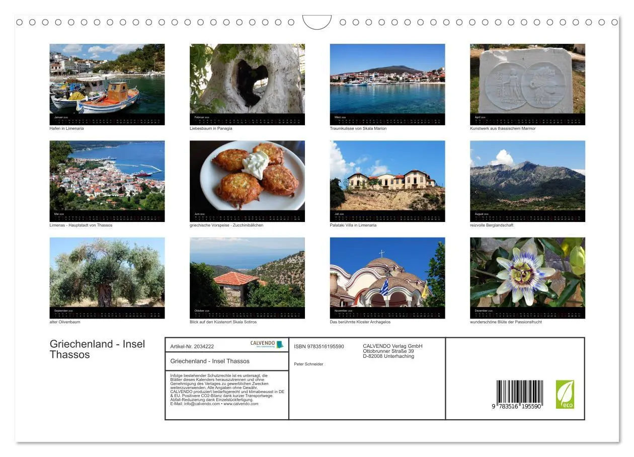Bild: 9783516195590 | Griechenland - Insel Thassos (Wandkalender 2026 DIN A3 quer),...