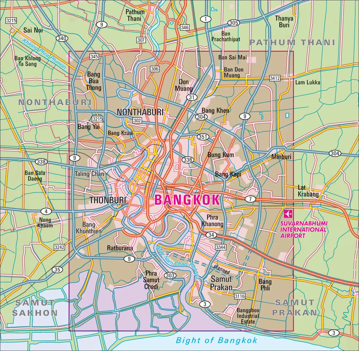 Rückseite: 9783865745590 | Nelles Map Bangkok and Greater Bangkok | Maßstab 1:15 000 / 1:75 000
