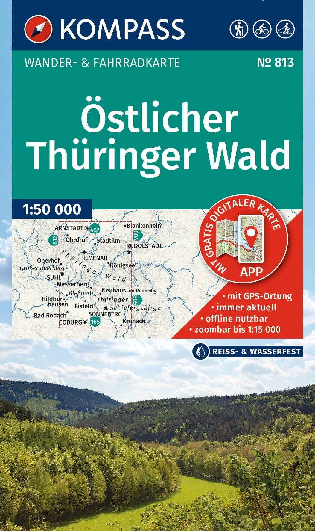Cover: 9783991545590 | KOMPASS Wanderkarte 813 Östlicher Thüringer Wald 1:50.000 | Deutsch