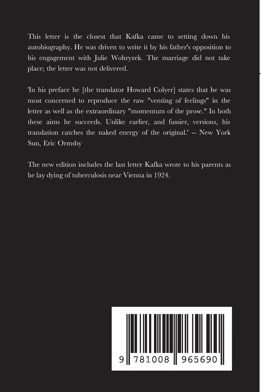 Rückseite: 9781008965690 | Letter to my Father | Franz Kafka | Taschenbuch | Englisch | 2021