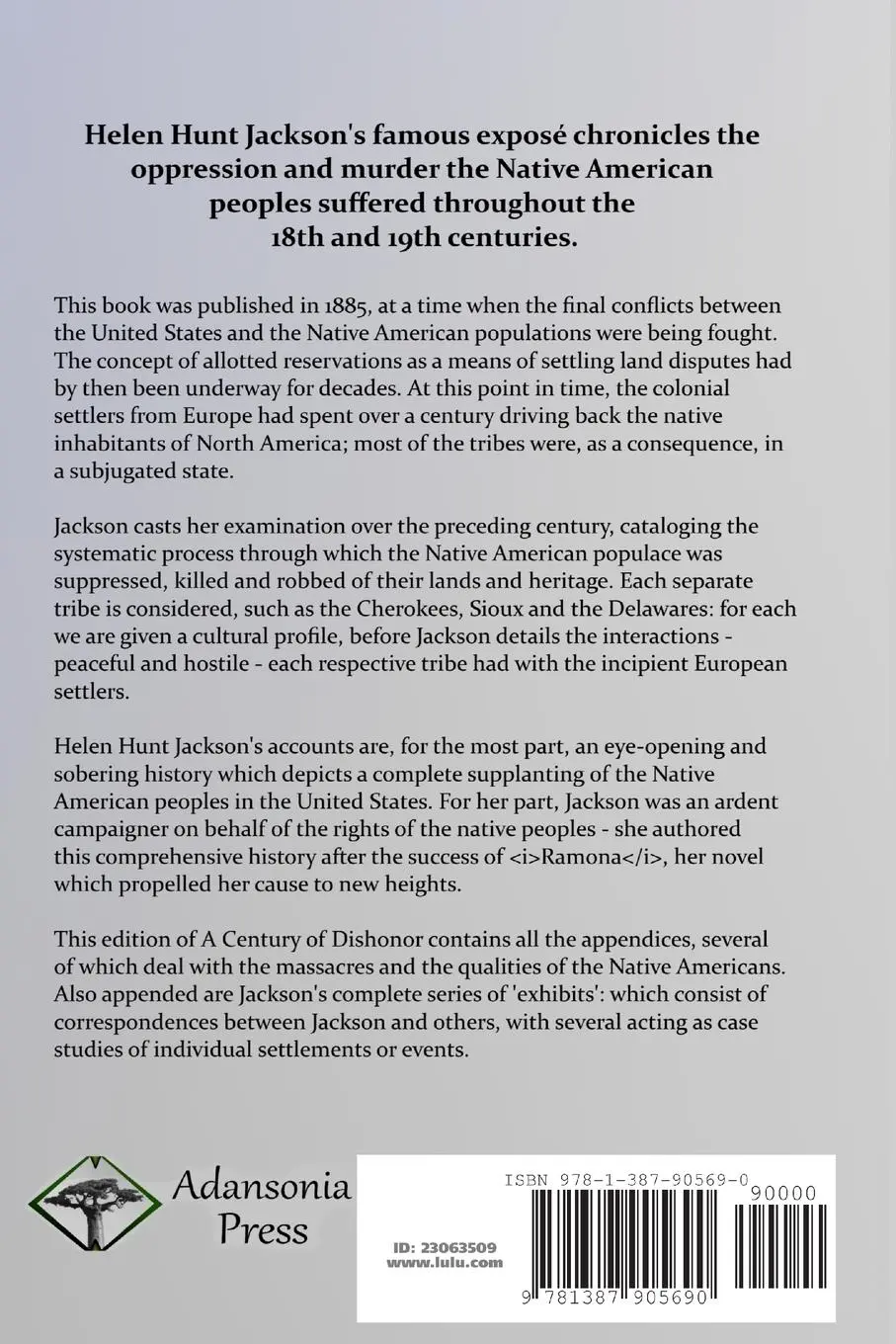 Rückseite: 9781387905690 | A Century of Dishonor | Helen Hunt Jackson | Taschenbuch | Englisch