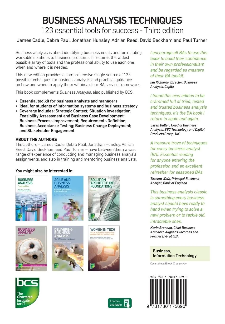 Rückseite: 9781780175690 | Business Analysis Techniques | 123 essential tools for success | Buch
