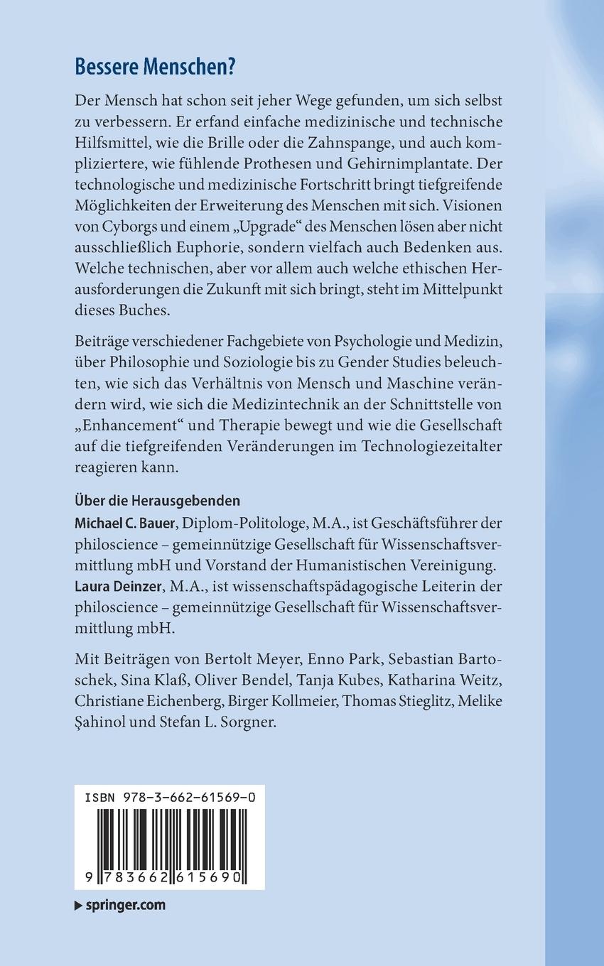 Rückseite: 9783662615690 | Bessere Menschen? Technische und ethische Fragen in der...