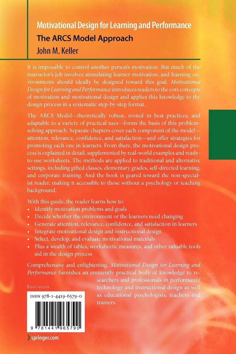 Rückseite: 9781441965790 | Motivational Design for Learning and Performance | John M. Keller