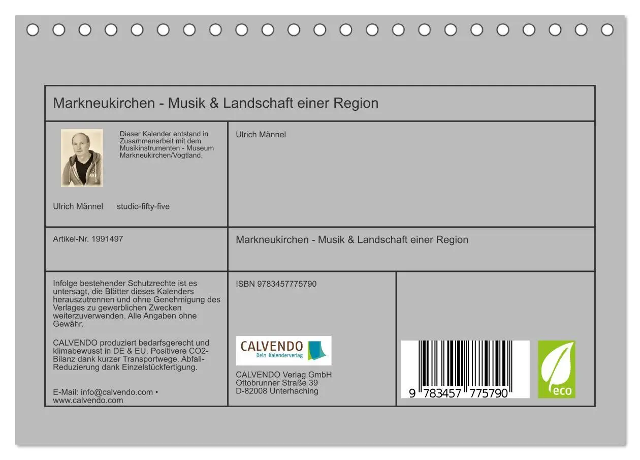 Bild: 9783457775790 | Markneukirchen - Musik &amp; Landschaft einer Region (Tischkalender...