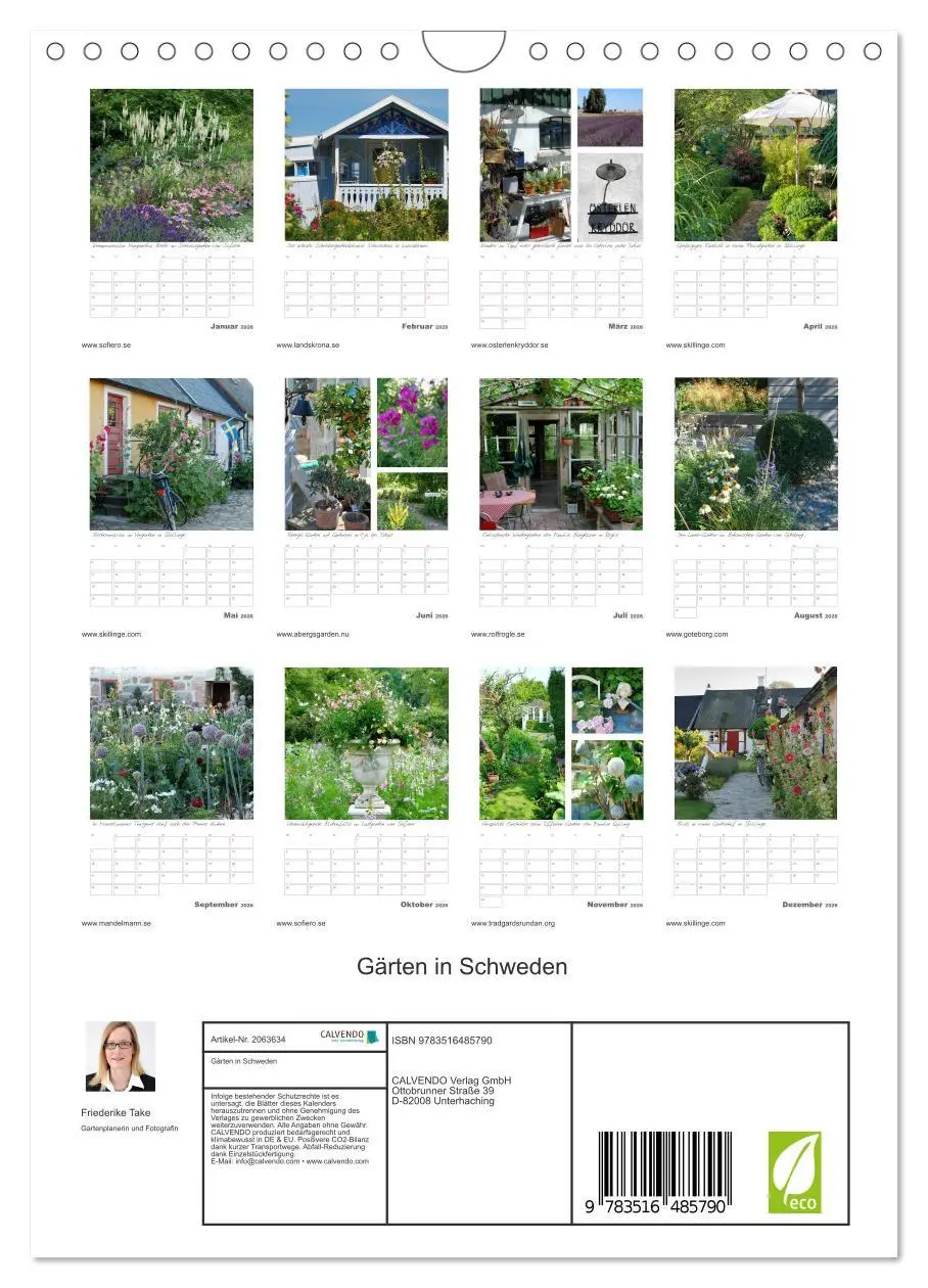 Bild: 9783516485790 | Gärten in Schweden (Wandkalender 2026 DIN A4 hoch), CALVENDO...